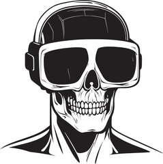 Cyber VR Skull Glasses Logo Design Digital Immersion Skull Icon in VR
