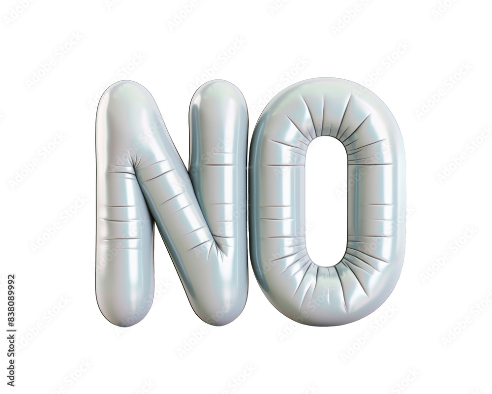 Fototapete photo with inflatable word with glossy light gray letters 