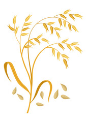 Cereals or grain plant icon. Isolated agriculture, farm crop harvest. Ripe agricultural plant vector illustration