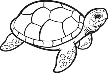 Clean Line Drawing of Turtle Modern Graphic Art Minimal Turtle Icon Simple Vector Representation