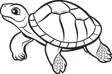 Modern Turtle Outline Minimalistic Graphic Design Whimsical Lineart Turtle Emblem Elegant Concept