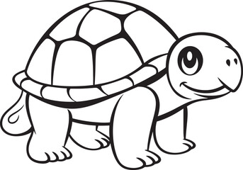 Clean Line Drawing of Turtle Modern Graphic Art Minimal Turtle Icon Simple Vector Representation