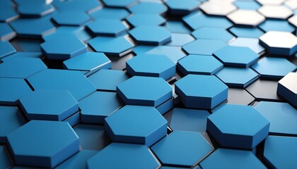 Seamless blue hexagon structure. 3D illustrations for modern design and futuristic concepts
