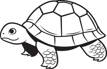 Chic Turtle Outline Whimsical Logo Perspective Simple Line Art Turtle Icon Modern Graphic Style
