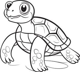 Clean Lineart Turtle Icon Elegant Graphic Design Stylish Turtle Badge Minimalistic Vector Art