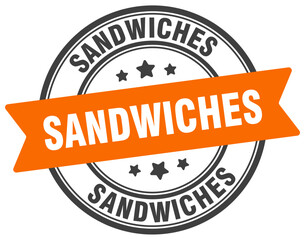 sandwiches stamp. sandwiches label on transparent background. round sign