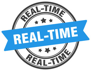 real-time stamp. real-time label on transparent background. round sign