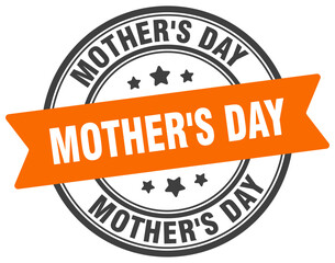 mother's day stamp. mother's day label on transparent background. round sign