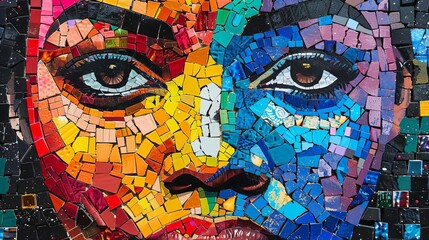 Community art project creating a Juneteenth mosaic, symbolizing unity and freedom, Pop Art, Bold colors, Mixed media, Collaborative and creative