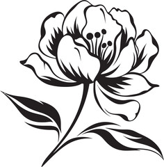 Whimsical Lineart Peony Icon Minimal Representation Minimalistic Peony Vector Clean Graphic