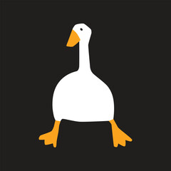 Just a goose on a black background.