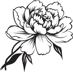 Modern Peony Outline Chic Logo Symbol Chic Peony Graphic Elegant Vector Art
