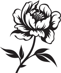 Minimalist Peony Symbol Simple Graphic Art Stylish Peony Outline Clean Logo Concept © ROHIT