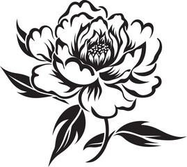 Sleek Peony Badge Contemporary Logo Design Clean and Minimal Peony Vector Minimalistic Icon Concept
