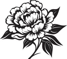 Clean Peony Outline Minimalistic Graphic Element Stylish Peony Emblem Elegant Logo Concept