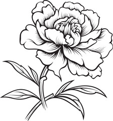 Stylish Lineart Peony Icon Minimal Graphic Symbol Chic Peony Design Whimsical Logo Approach