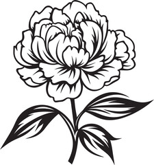 Minimal Peony Icon Simple Vector Representation Whimsical Peony Emblem Stylish Logo Design