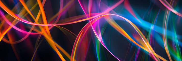 Futuristischer Hintergrund in leuchtenden bunten LED Neon Linien für Webdesign und Drucksachen als Vorlage