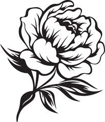 Elegant Peony Badge Simple Logo Concept Whimsical Lineart Peony Icon Minimalistic Representation