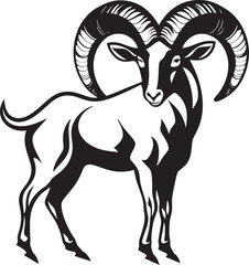 Whimsical Ibex Emblem Stylish Logo Design Minimalist Wild Ibex Vector Sleek Design Concept