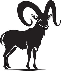 Whimsical Ibex Emblem Contemporary Logo Symbol Simple Wild Ibex Graphic Minimalistic Vector Illustration