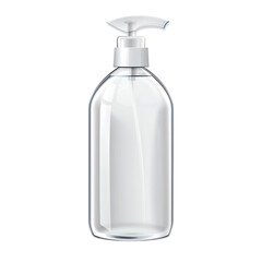 Transparent Pump Bottle With White Cap, Isolated on a Transparent Background, Graphic Resource