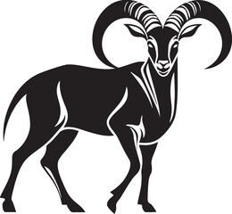 Minimalist Wild Ibex Icon Sleek Emblem Art Stylish Ibex Vector Whimsical Logo Concept