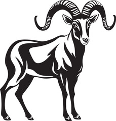 Clean Line Art Ibex Elegant Vector Illustration Minimalistic Ibex Badge Whimsical Logo Design