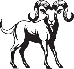 Clean Line Art Ibex Modern Graphic Interpretation Stylish Ibex Icon Design Minimalistic Illustration