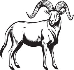 Sleek Ibex Badge Stylish Icon Design Chic Wild Ibex Graphic Minimalistic Vector Artwork