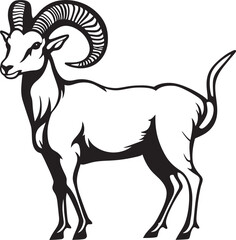 Simple Ibex Illustration Whimsical Emblem Design Clean Line Art Ibex Chic Vector Symbol