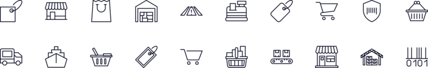 Commerce vector pictogram collection. Simple linear illustration that can be used as a design element for apps and websites