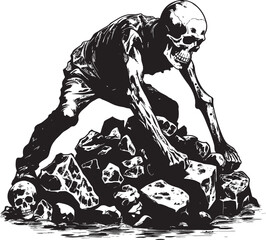 Skeletal Hand on Hard Rock Stylish Vector Art Bone Structure and Rock Texture Clean Logo Symbol