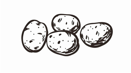 Fototapeta premium Simple, clear, beautiful arts and crafts artisanal stencil print style illustration of potatoes isolated on white background. Stencilled graphic design, modern, minimalist, trendy, product