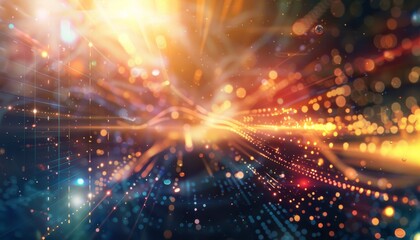 Futuristic digital background with technological elements and light flashes