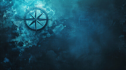 Compass on Blue Grunge Background