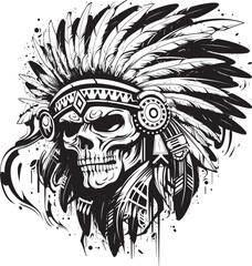 Bone Warrior Head Sleek Graphic Illustration Creepy Skull Warrior Minimalist Iconography