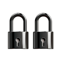 Naklejka premium Two Black Padlocks, Isolated on a Transparent Background, Graphic Resource