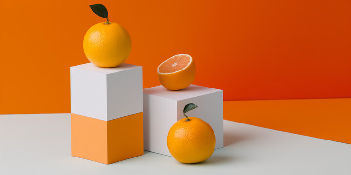 Orangen als Pr&auml;sentation auf einem Potest