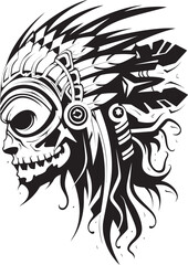 Skull Warrior Symbol Elegant Logo Design Warrior Skull Chief Minimalistic Icon Concept
