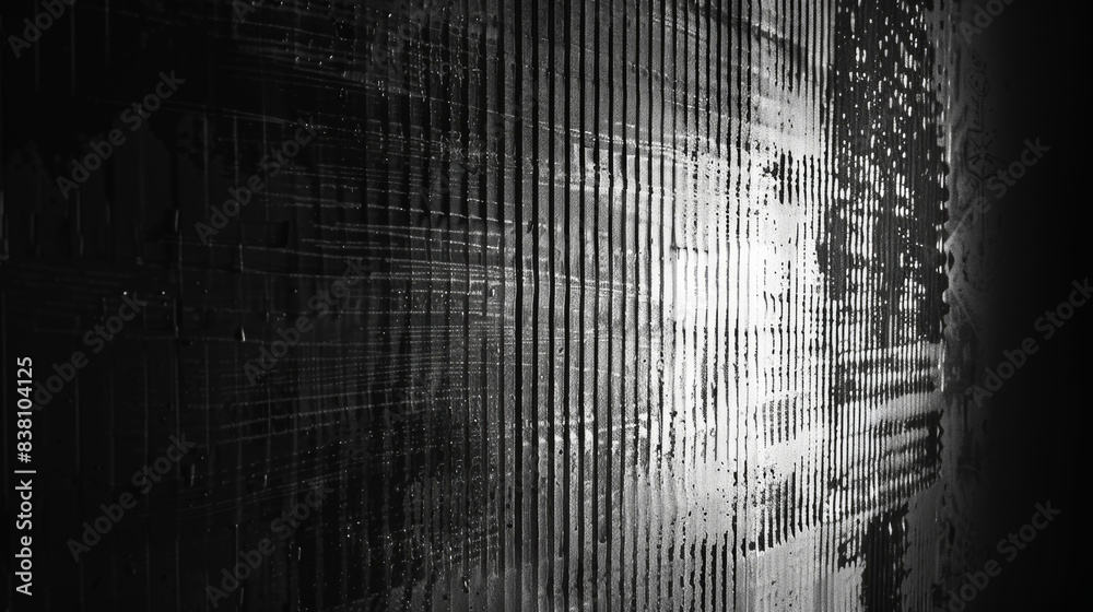 Poster abstract black and white pattern with complex lines and textures, creating a modern and futuristic b