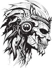 Tribal Skull Warrior Emblem Contemporary Emblem Concept Spooky Warrior Skull Symbol Chic Logo Symbol