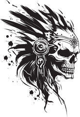 Tribal Skull Warrior Design Dynamic Vector Concept Skull Warrior Icon Minimalist Logo Symbol
