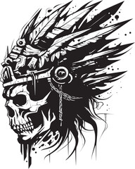 Warrior Skull Design Modern Graphic Symbol Skull Warrior Badge Whimsical Vector Concept