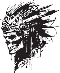 Skull Warrior Badge Whimsical Vector Concept Warrior Skull Icon Stylish Icon Design