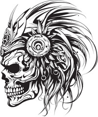 Warrior Skull Emblem Contemporary Emblem Concept Spooky Warrior Skull Chic Logo Symbol