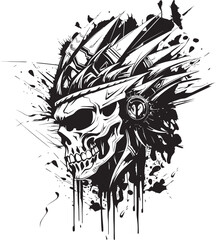 Tribal Warrior Skull Whimsical Vector Artwork Warrior Skull Head Minimalistic Icon Design