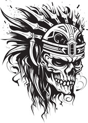 Ancient Warrior Skull Elegant Emblem Design Tribal Skull Warrior Modern Symbolic Art