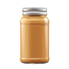 Glass Jar of Peanut Butter With Silver Lid, Isolated on a Transparent Background, Graphic Resource