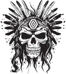 Ancient Warrior Skull Minimalistic Logo Art Warrior Skull Emblem Elegant Icon Concept